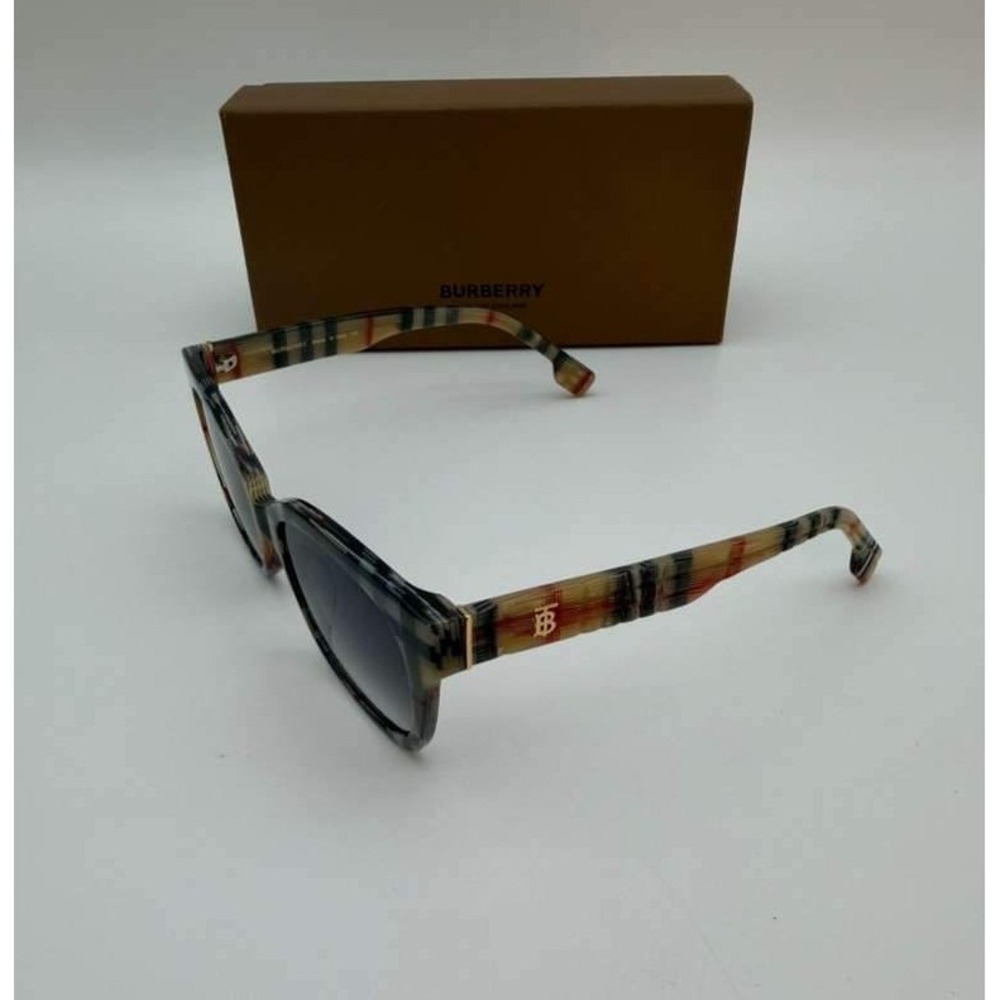 Burberry Check Sunglasses Oversized Plaid Frame Gradient Lens Authentic w/ Case - Picture 5 of 7